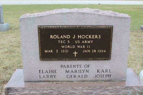 ROLAND HOCKERS MEMORIAL CEMETERY STONE