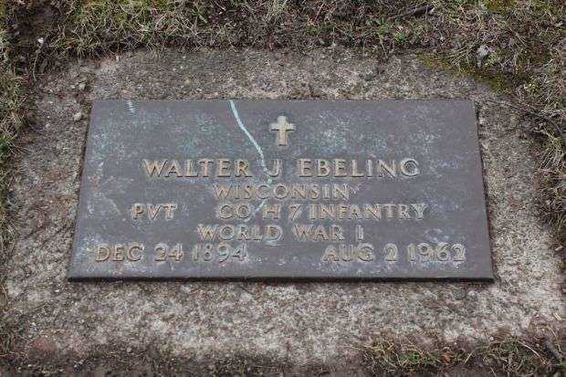 WALTER J EBELING MEMORIAL CEMETERY STONE