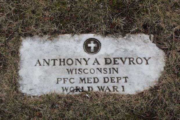 ANTHONY A DEVROY MEMORIAL CEMETERY STONE
