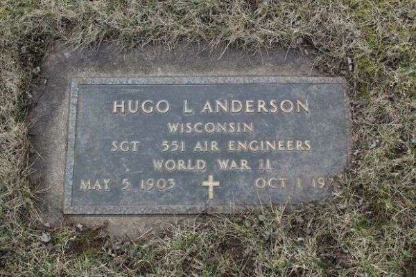 HUGO L ANDERSON MEMORIAL CEMETERY STONE