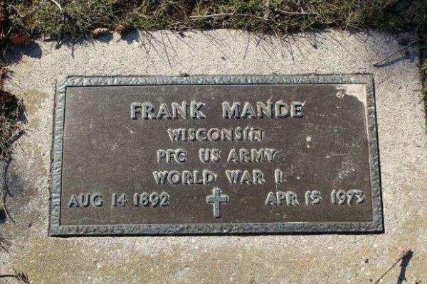 FRANK MANDE MEMORIAL CEMETERY STONE