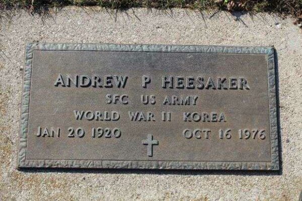 ANDREW P HEESAKEN MEMORIAL CEMETERY STONE
