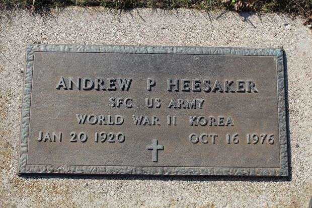 ANDREW P HEESAKEN MEMORIAL CEMETERY STONE