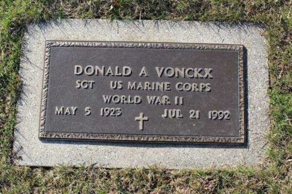 DONALD A VONCKX MEMORIAL CEMETERY STONE