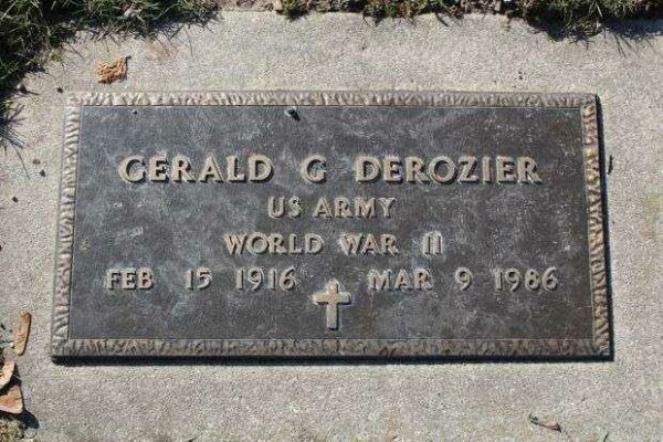 GERALD G DEROZIER MEMORIAL CEMETERY STONE
