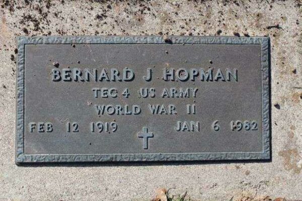 BERNARD J HOPMAN MEMORIAL CEMETERY STONE