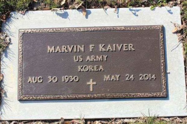 MARVIN F KAIVER MEMORIAL CEMETERY STONE