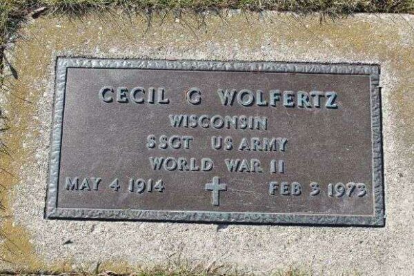CECIL G WOLFERTZ MEMORIAL CEMETERY STONE