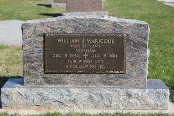 WILLIAM J MARICQUE MEMORIAL CEMETERY STONE