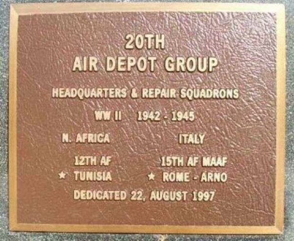 20TH AIR DEPOT GROUP MEMORIAL PLAQUE