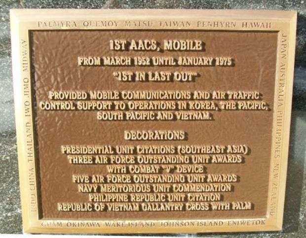 1ST AACS, MOBILE MEMORIAL PLAQUE