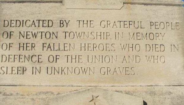NEWTON TOWNSHIP CIVIL WAR MEMORIAL DEDICATION STONE
