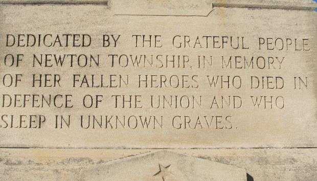 NEWTON TOWNSHIP CIVIL WAR MEMORIAL DEDICATION STONE