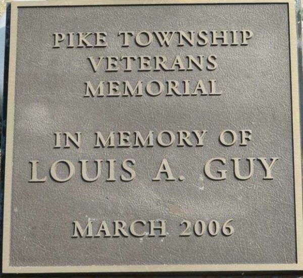 PIKE TOWNSHIP VETERANS MEMORIAL FLAGPOLE PLAQUE