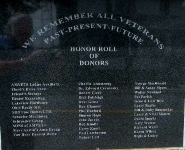 AMVETS POST 39 AVENUE OF FLAGS MEMORIAL PLAQUE
