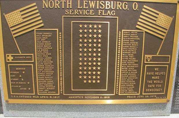 NORTH LEWISBURG VETERANS HONOR ROLL MEMORIAL PLAQUE