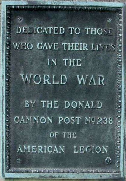 MAPLE GROVE CEMETERY WORLD WAR MEMORIAL PLAQUE A