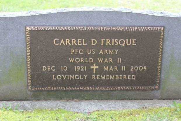 CARREL D FRISQUE MEMORIAL CEMETERY STONE