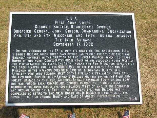 FIRST ARMY CORPS GIBBON’S BRIGADE WAR MEMORIAL PL.AQUE