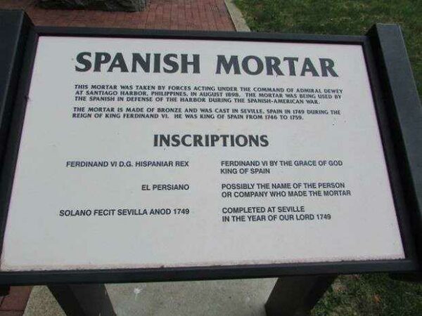 SPANISH MORTAR WAR MEMORIAL PLAQUE