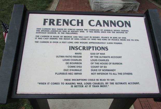 FRENCH CANNON SPANISH-AMERICAN WAR MEMORIAL PLAQUE