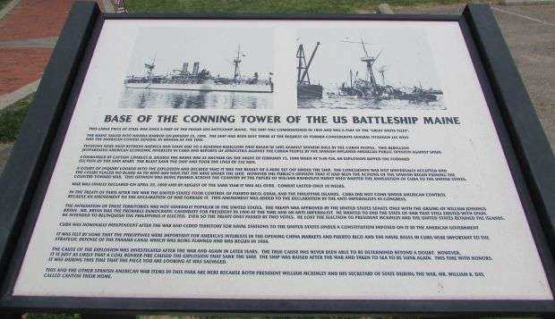 BASE OF THE CONNING TOWER OF THE US BATTLESHIP MAINE MEMORIAL PLAQUE