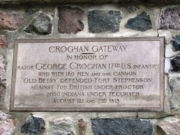 MAJOR GEORGE CROGHAN WAR MEMORIAL GATE PLAQUE