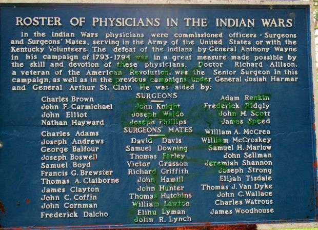 ROSTER OF PHYSICIANS IN THE INDIAN WARS MEMORIAL PLAQUE