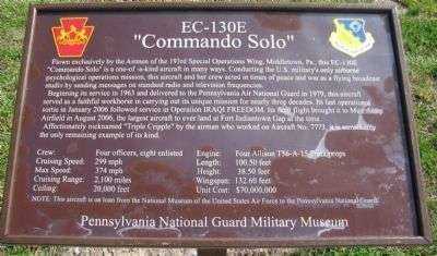 EC-130E COMMANDO SOLO MEMORIAL PLAQUE