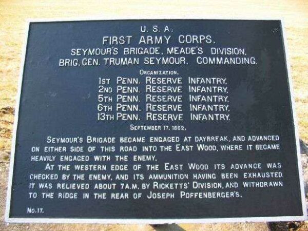 FIRST ARMY CORPS SEYMOUR’S BRIGADE WAR MEMORIAL PLAQUE
