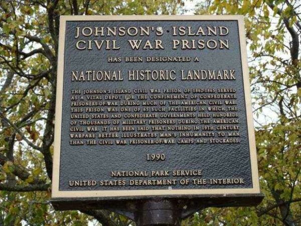 JOHNSON’S ISLAND CIVIL WAR PRISON MEMORIAL PLAQUE