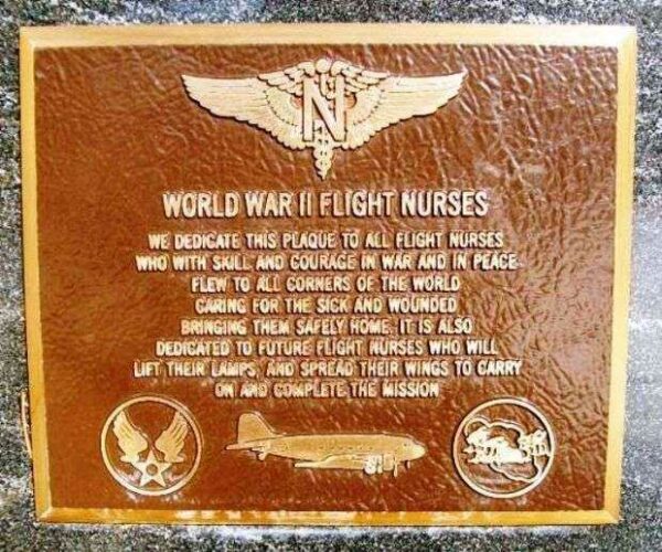 WORLD WAR II FLIGHT NURSES MEMORIAL PLAQUE