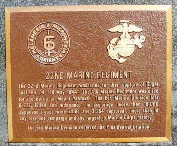 22ND MARINE REGIMENT MEMORIAL PLAQUE