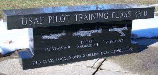 USAF PILOT TRAINING CLASS 49 B MEMORIAL BENCH BACK