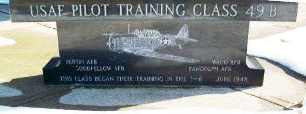 USAF PILOT TRAINING CLASS 49 B MEMORIAL BENCH FRONT