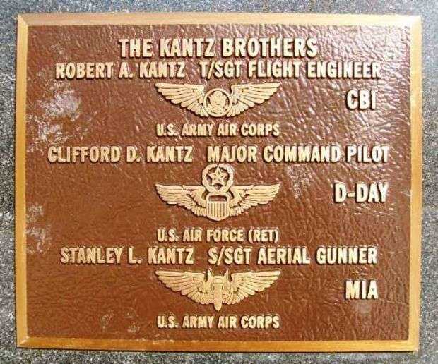 THE KANTZ BROTHERS WAR MEMORIAL PLAQUE