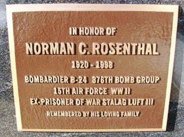 NORMAN C. ROSENTHAL WAR MEMORIAL PLAQUE