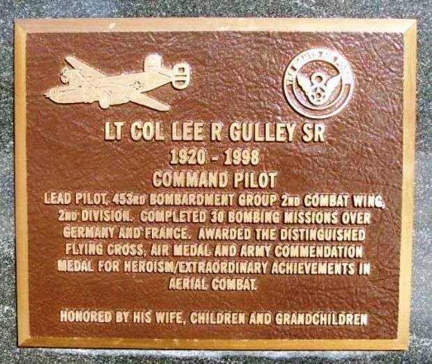 LT COL LEE R GULLEY SR WAR MEMORIAL PLAQUE