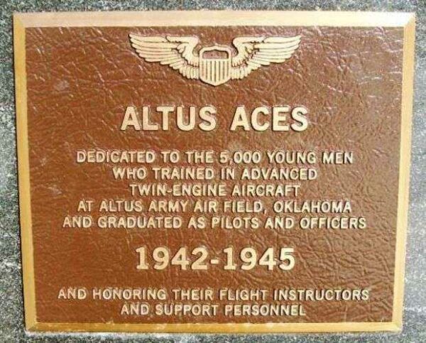 ALTUS ACES WAR MEMORIAL PLAQUE