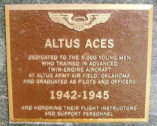 ALTUS ACES WAR MEMORIAL PLAQUE