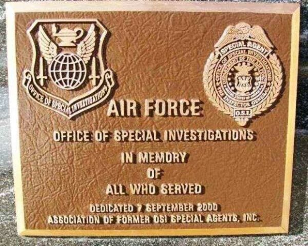 AIR FORCE OFFICE OF SPECIAL INVESTIGATIONS MEMORIAL PLAQUE