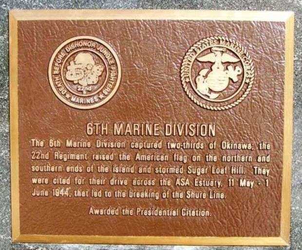 6TH MARINE DIVISION WAR MEMORIAL PLAQUE