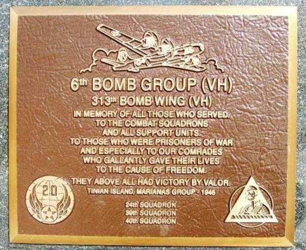 6TH BOMB GROUP (VH) WAR MEMORIAL PLAQUE