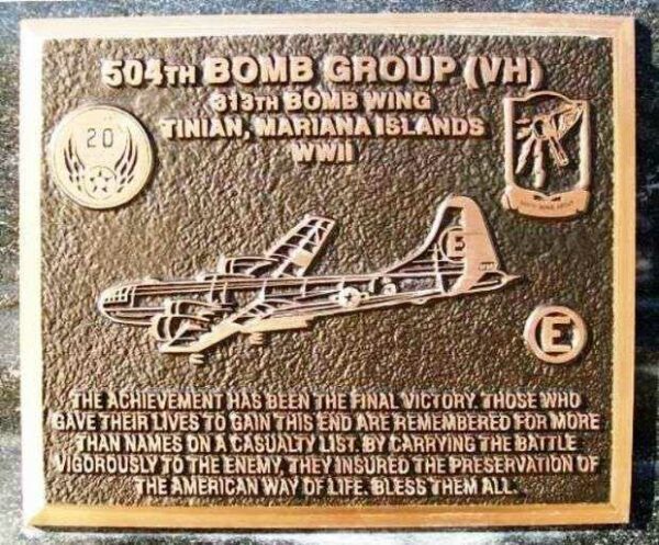 504TH BOMB GROUP (VH) WAR MEMORIAL PLAQUE