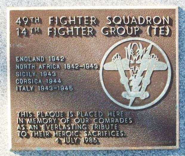 49TH FIGHTER SQUADRON WAR MEMORIAL PLAQUE