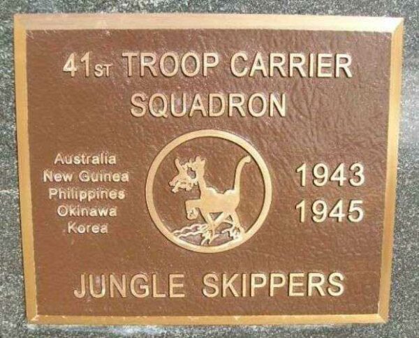 41ST TROOP CARRIER SQUADRON WAR MEMORIAL PLAQUE