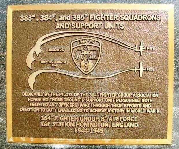 383RD, 384TH AND 385TH FIGHTER SQUADRONS WAR MEMORIAL PLAQUE