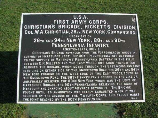 FIRST ARMY CORPS CHRISTIAN’S BRIGADE WAR MEMORIAL PLAQUE