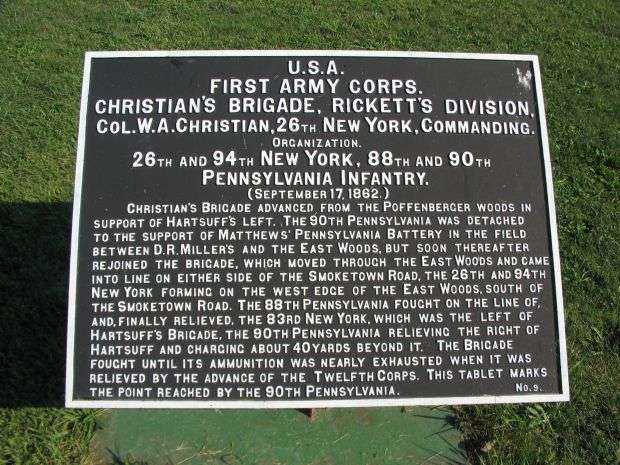 FIRST ARMY CORPS CHRISTIAN’S BRIGADE WAR MEMORIAL PLAQUE