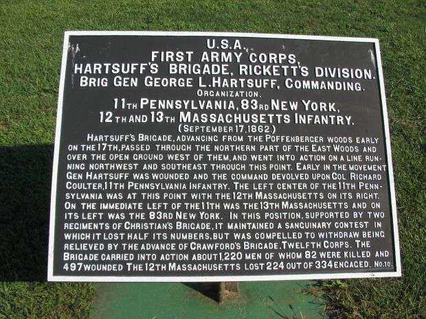 FIRST ARMY CORPS HARTSUFF’S BRIGADE WAR MEMORIAL PLAQUE